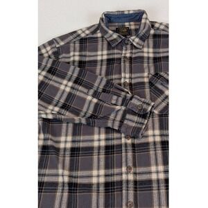Jachs Heritage Flannel Shirt Mens‎ Plaid Gray Black Beige Long Sleeve XXL